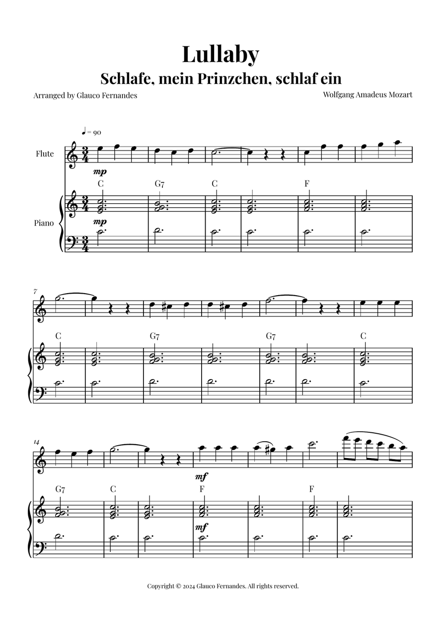 Mozart's Lullaby Chamber Music scores gallery preview page 1