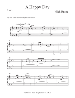 Book cover for A Happy Day (1 piano 4 hands) Primo