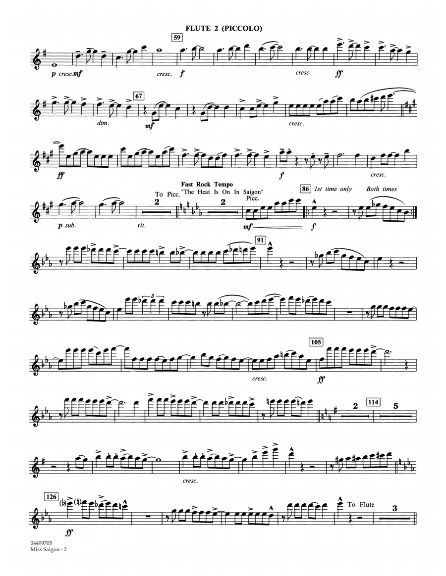 Miss Saigon (arr. Calvin Custer) - Flute 2 (Piccolo) Full Orchestra scores gallery preview page 2