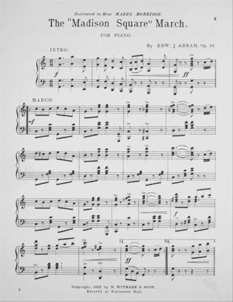 The Madison Square. March-Two-Step Piano Solo scores gallery preview page 2