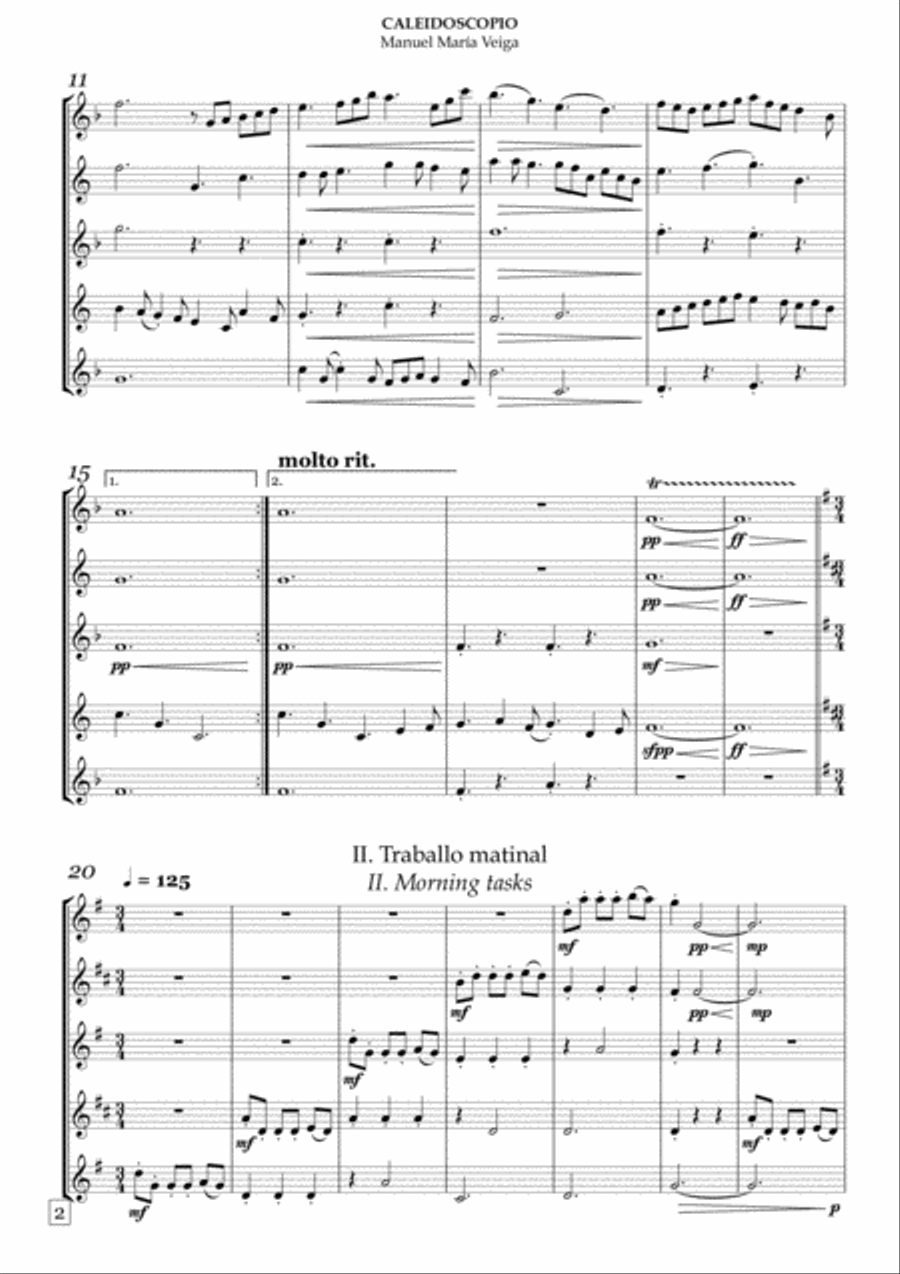 Caleidoscopio Saxophone Quintet scores gallery preview page 4