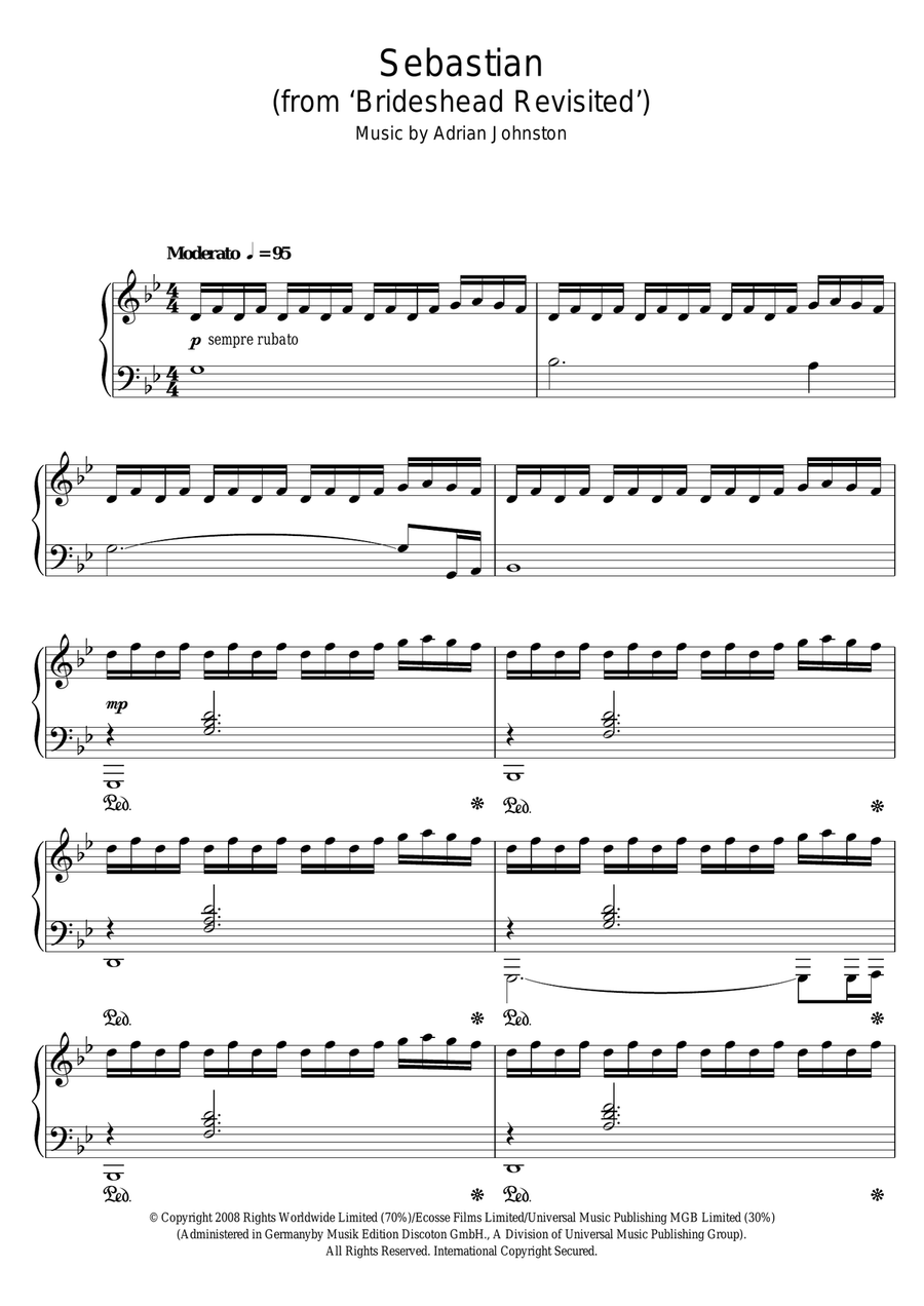 Sebastian (from 'Brideshead Revisited') Piano Solo scores gallery preview page 1