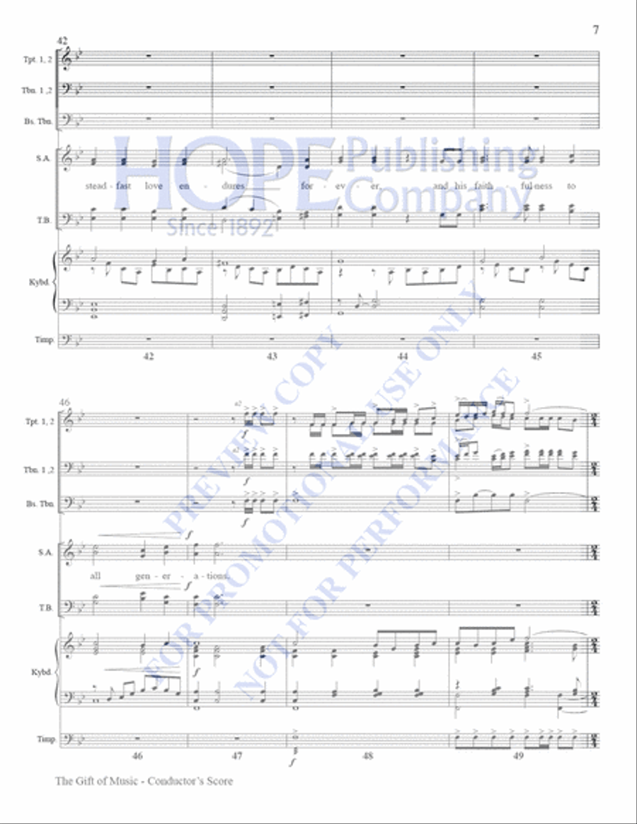 Gift of Music, The- Brass Parts: Conductor's Score: 2 B-flat Trumpets, 3 Trombon Choir scores gallery preview page 9