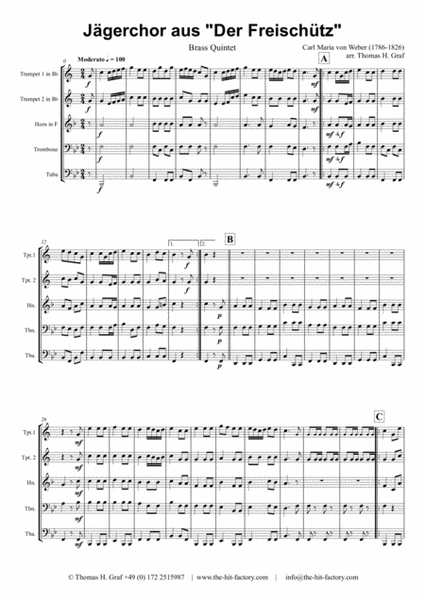 Jaegerchor - Der Freischuetz C.M.Weber - Brass Quintet image number null