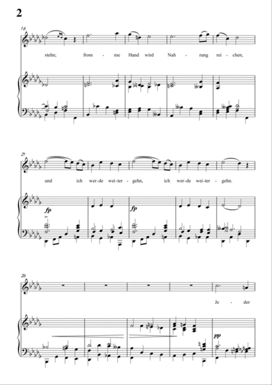 Schubert-An die Türen will ich schleichen Op.12 No.3 inbB minor,for Vocal and Piano Voice scores gallery preview page 3