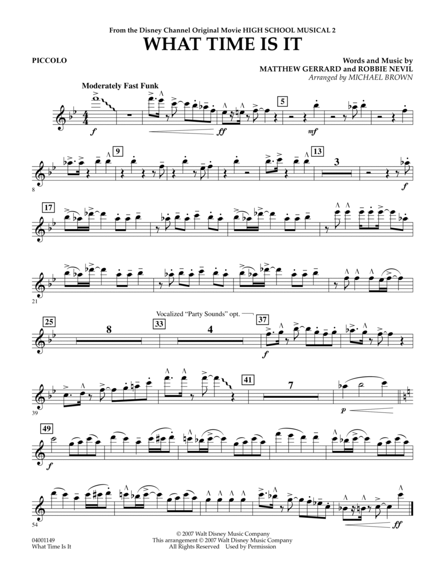What Time Is It (from High School Musical 2) - Piccolo Concert Band scores gallery preview page 1