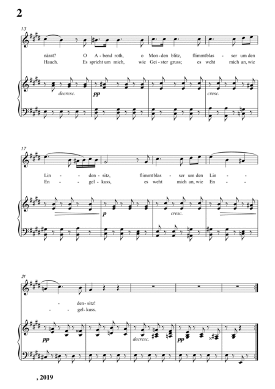 Schubert-Abends unter der Linde,D.235 in E for Vocal and Piano Voice scores gallery preview page 3