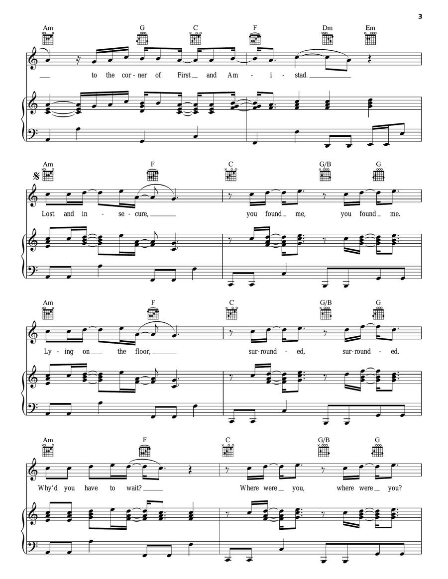 You Found Me Piano, Vocal, Guitar scores gallery preview page 3