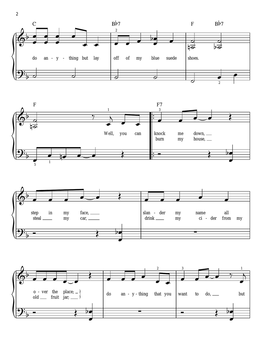 Blue Suede Shoes Blue Suede Shoes Easy Piano scores gallery preview page 2