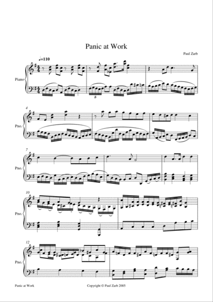 Panic at Work Panic at Work Piano Solo scores gallery preview page 2