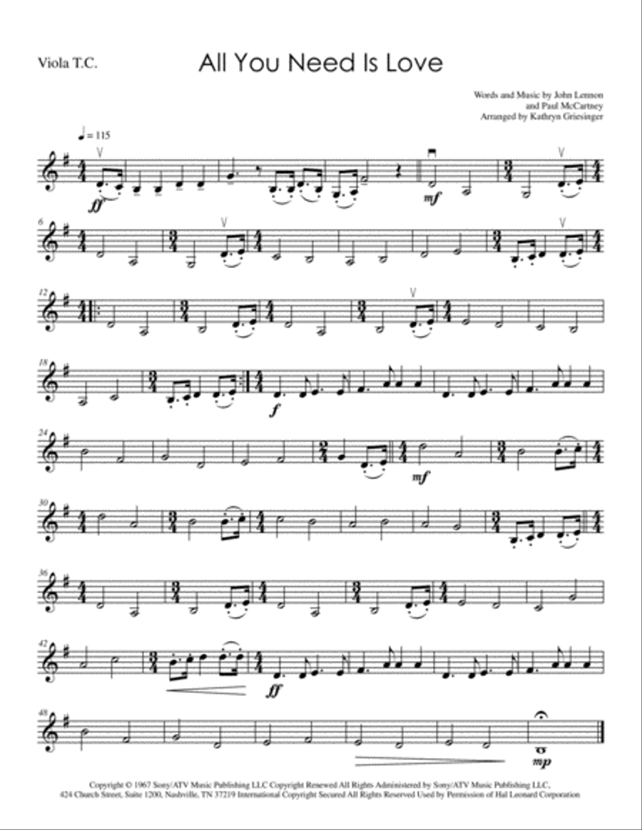 All You Need Is Love String Quartet scores gallery preview page 3