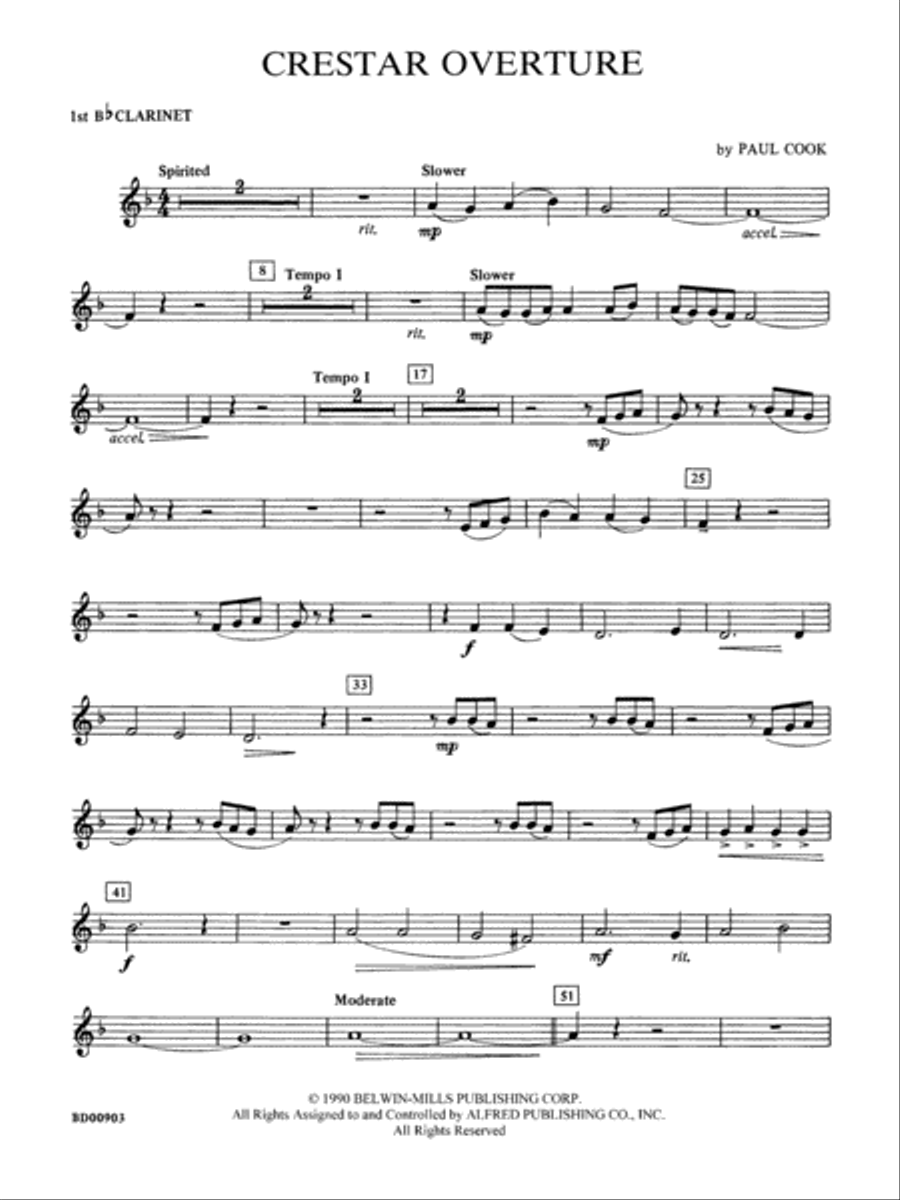 Crestar Overture: 1st B-flat Clarinet Concert Band scores gallery preview page 1