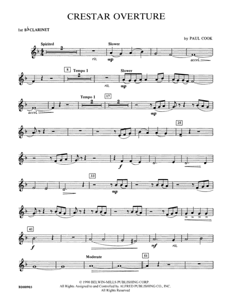 Crestar Overture: 1st B-flat Clarinet