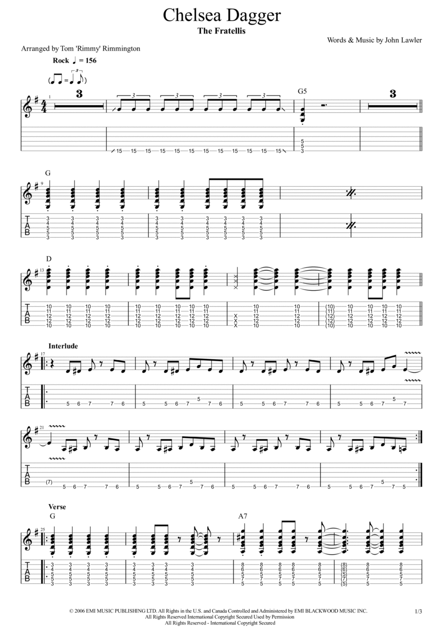 Chelsea Dagger Acoustic Guitar scores gallery preview page 1