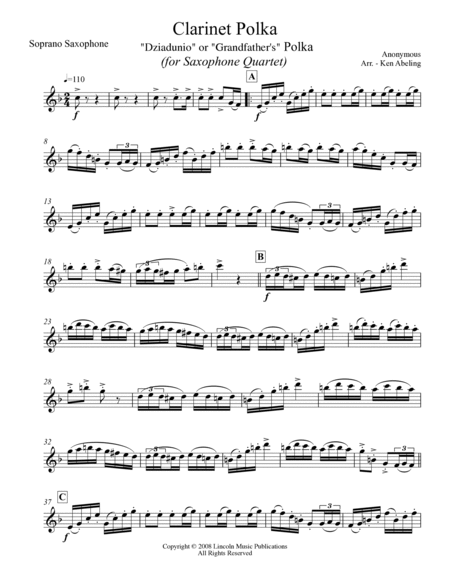 Clarinet Polka (for Saxophone Quartet SATB) image number null