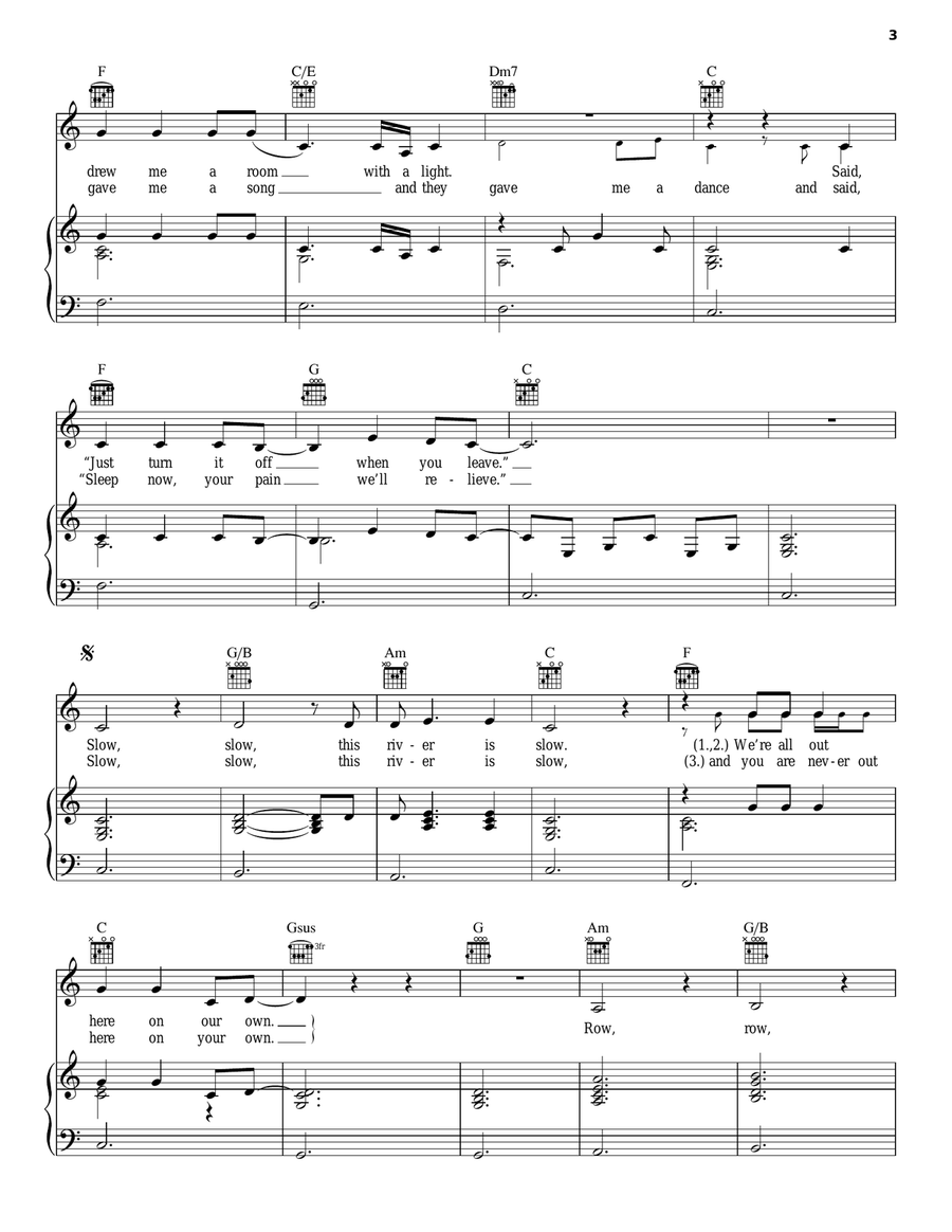 Gently We Row Piano, Vocal, Guitar scores gallery preview page 3