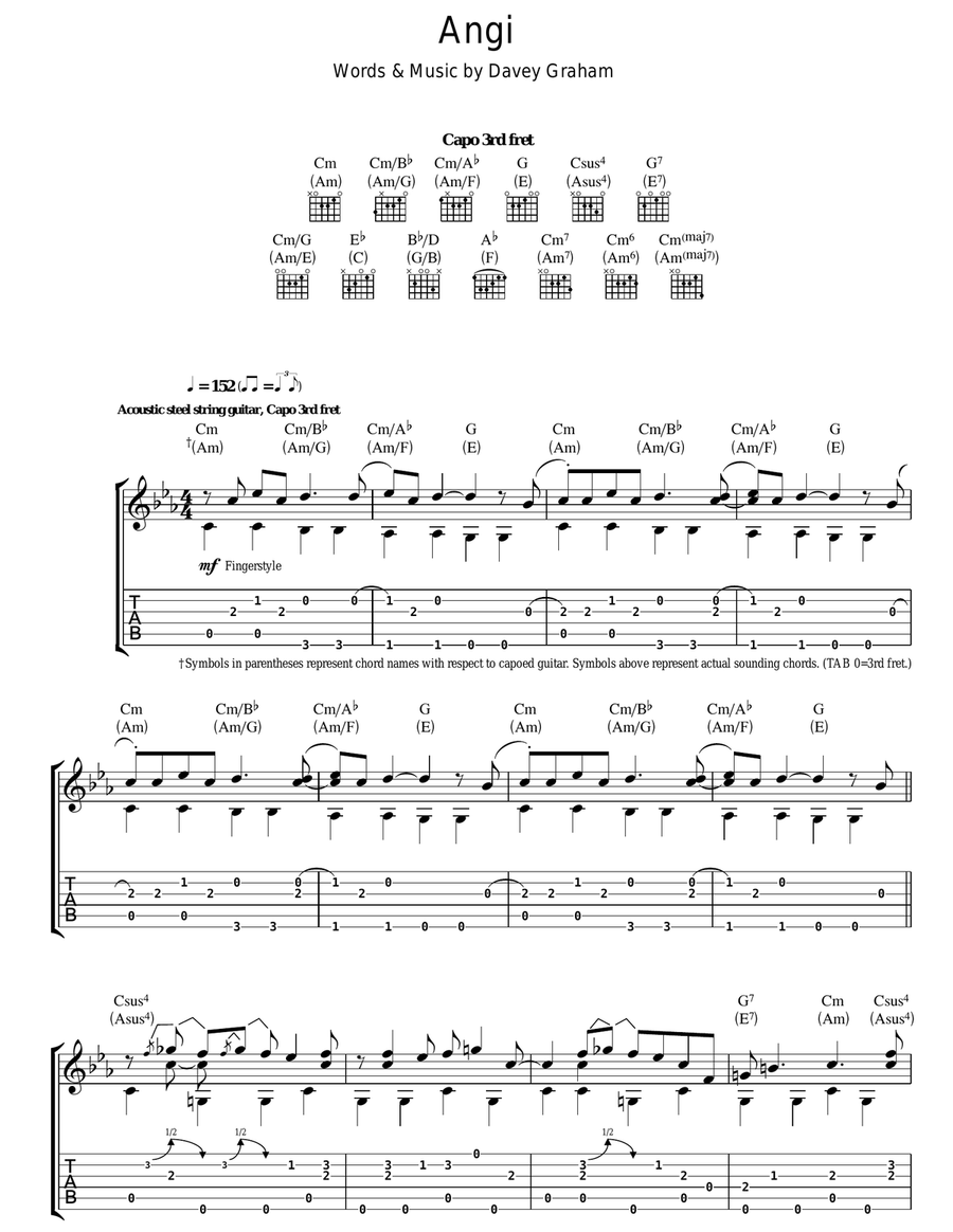 Angi Angi Acoustic Guitar scores gallery preview page 1