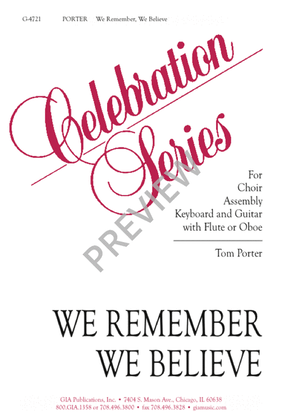 Book cover for We Remember, We Believe