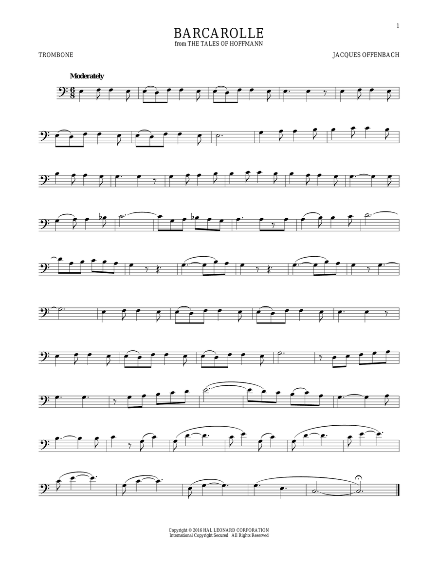 Barcarolle Barcarolle Trombone Solo scores gallery preview page 1