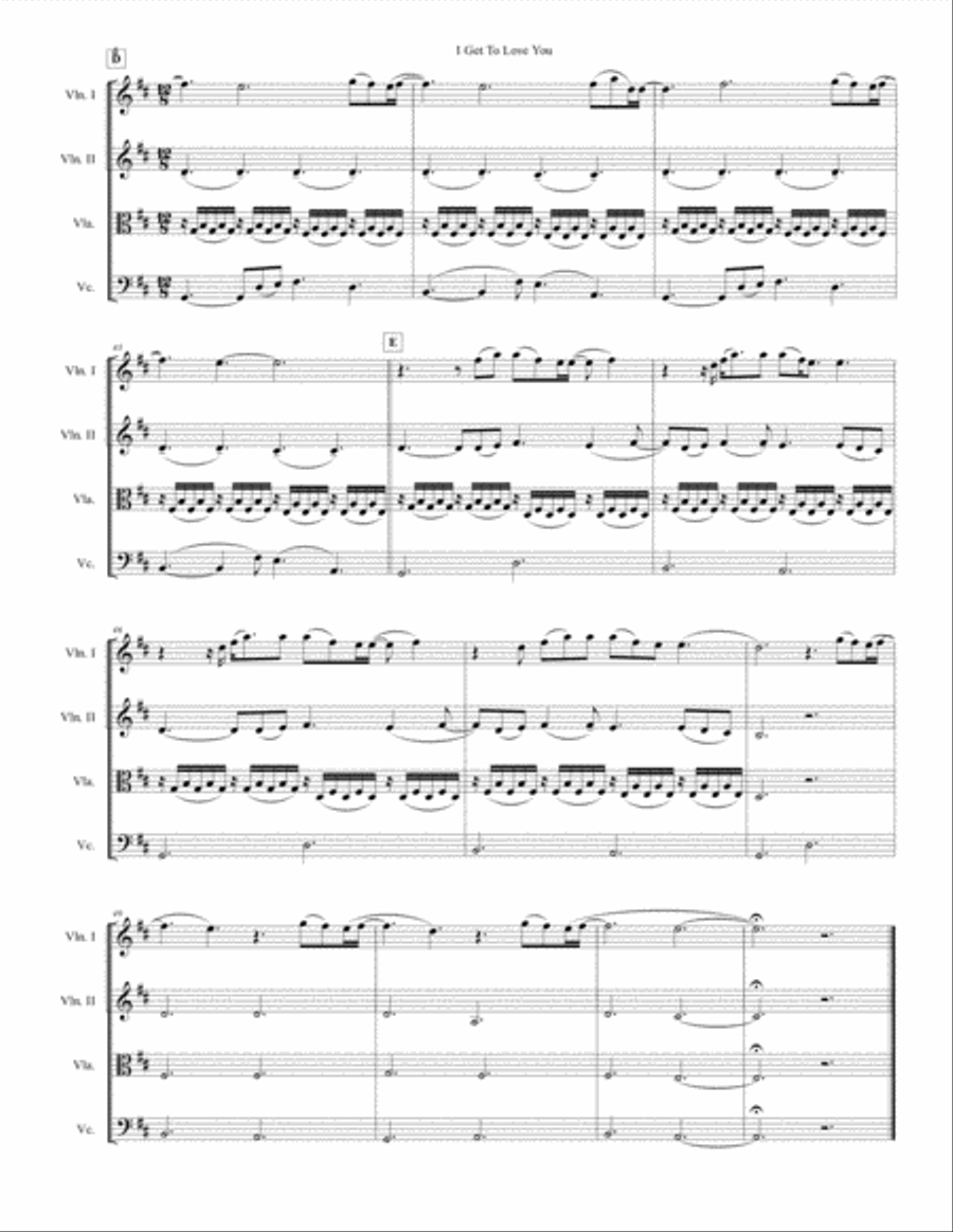 I Get To Love You String Quartet scores gallery preview page 4