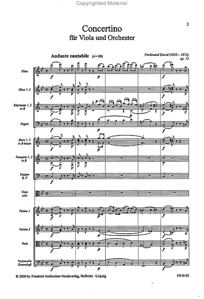 Concertino fur Viola und Orchester op. 12 / Part