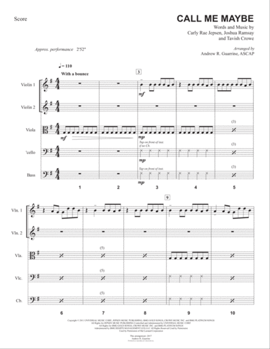Call Me Maybe Call Me Maybe String Quartet scores gallery preview page 2