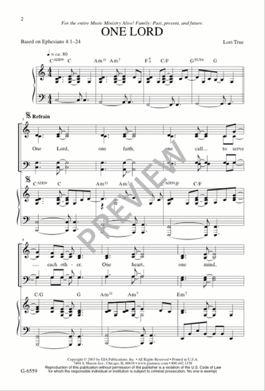 One Lord One Lord 4-Part scores gallery preview page 2