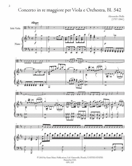 Concerto in re maggiore, BI. 542 Viola e Orchestra