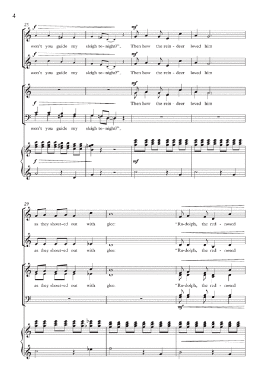 Rudolph The Red-Nosed Reindeer (arr. Richard Allain) 4-Part scores gallery preview page 4