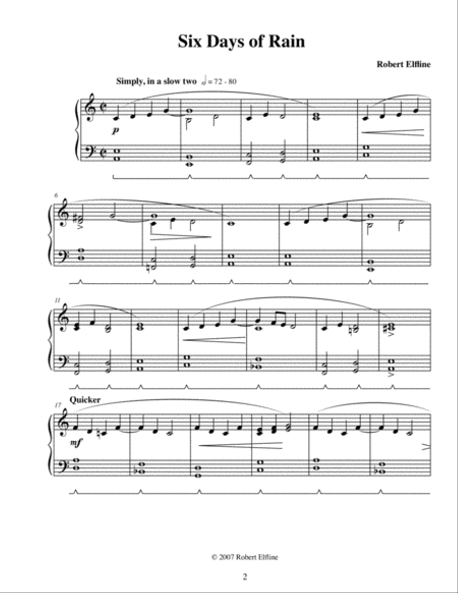 Six Days of Rain Piano Solo scores gallery preview page 2