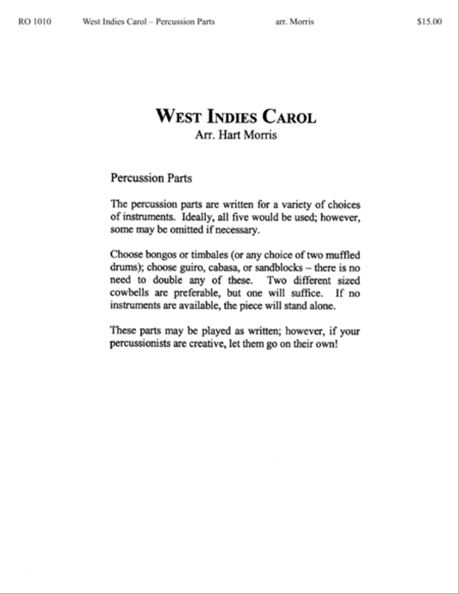 West Indies Carol West Indies Carol 5-Octaves scores gallery preview page 1