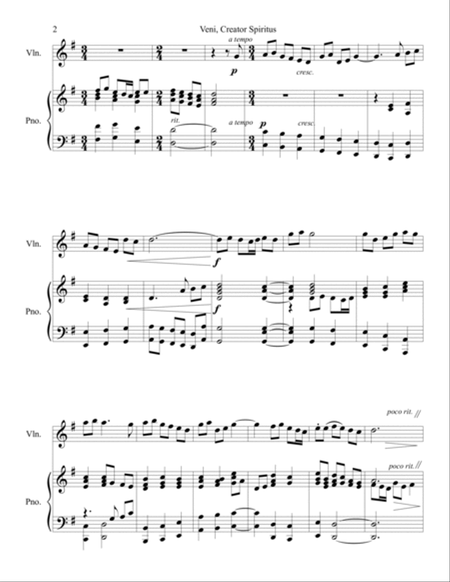 Veni, Creator Spiritus Violin Solo scores gallery preview page 2