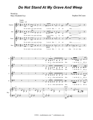 Do Not Stand At My Grave And Weep (Soprano Solo and SATB)