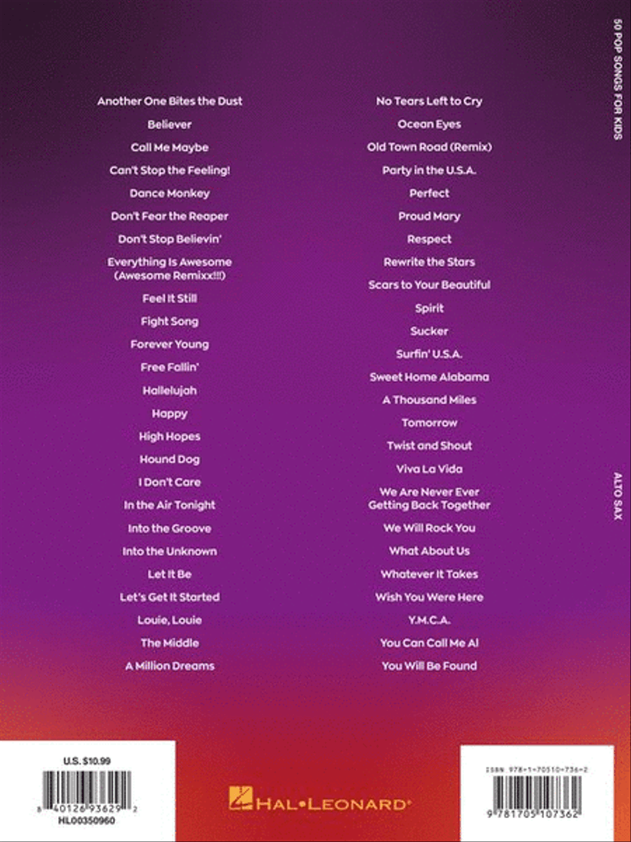 50 Pop Songs for Kids Alto Saxophone scores gallery preview page 6