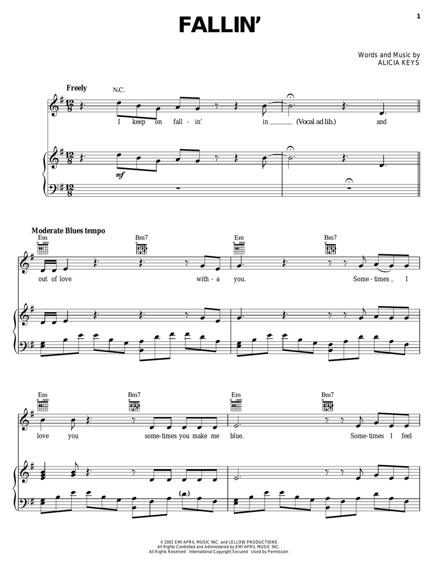 Fallin' Acoustic Guitar scores gallery preview page 1