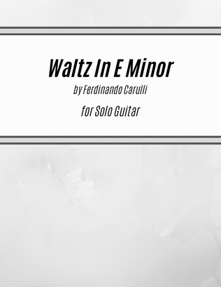 Book cover for Waltz in E Minor (for Solo Guitar)