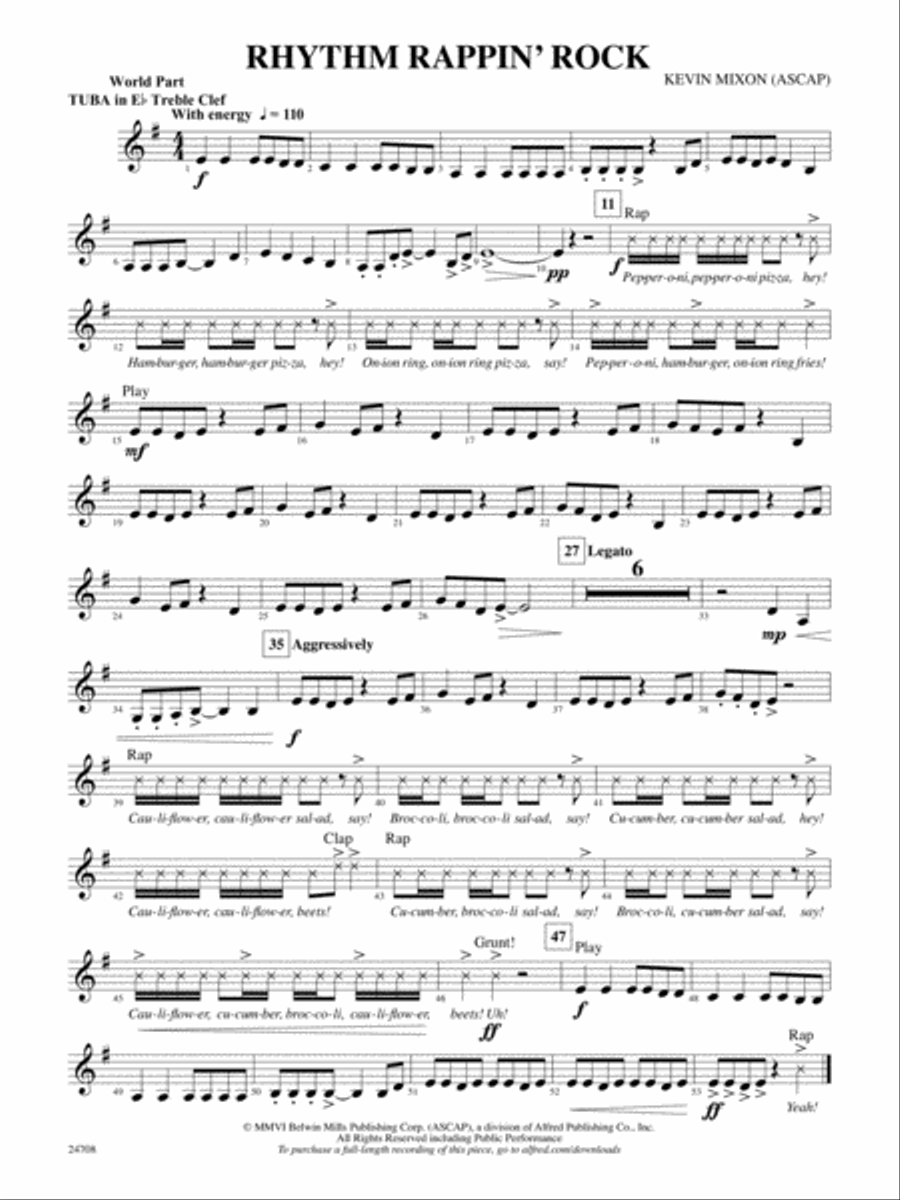 Rhythm Rappin' Rock: (World Part) E-flat Tuba T.C. Concert Band scores gallery preview page 1