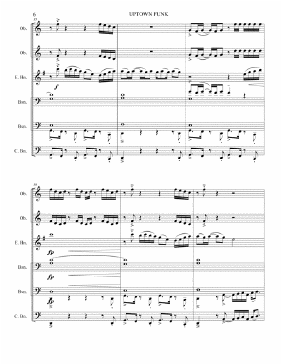 Uptown Funk Woodwind Ensemble scores gallery preview page 6