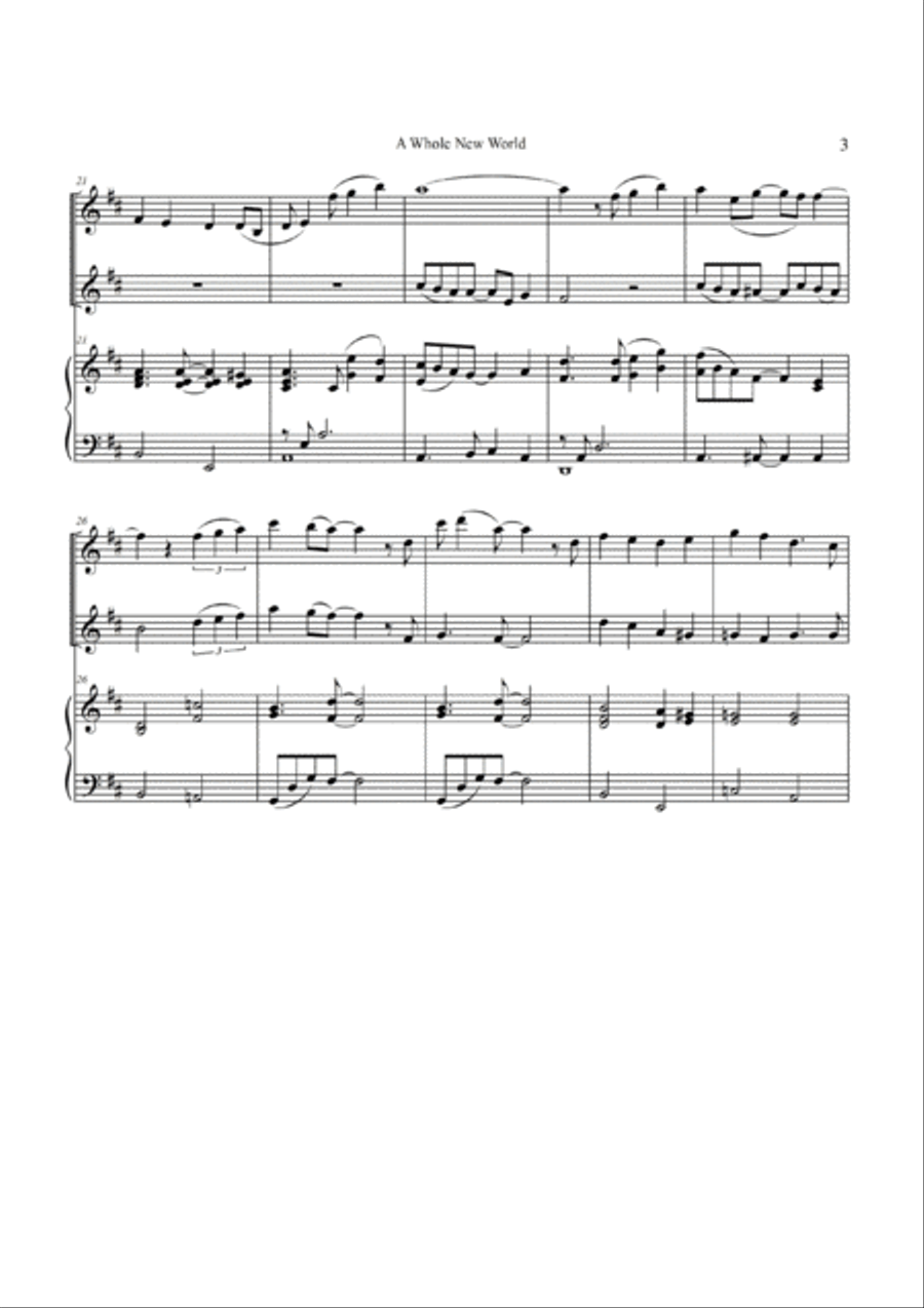 A Whole New World String Duet scores gallery preview page 3