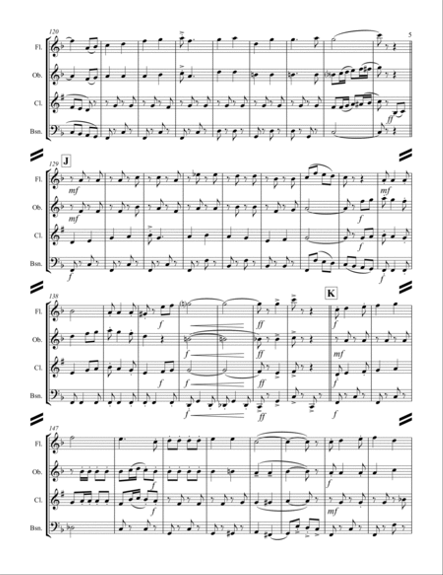 Broadway Medley (for Woodwind Quartet) Woodwind Quartet scores gallery preview page 6