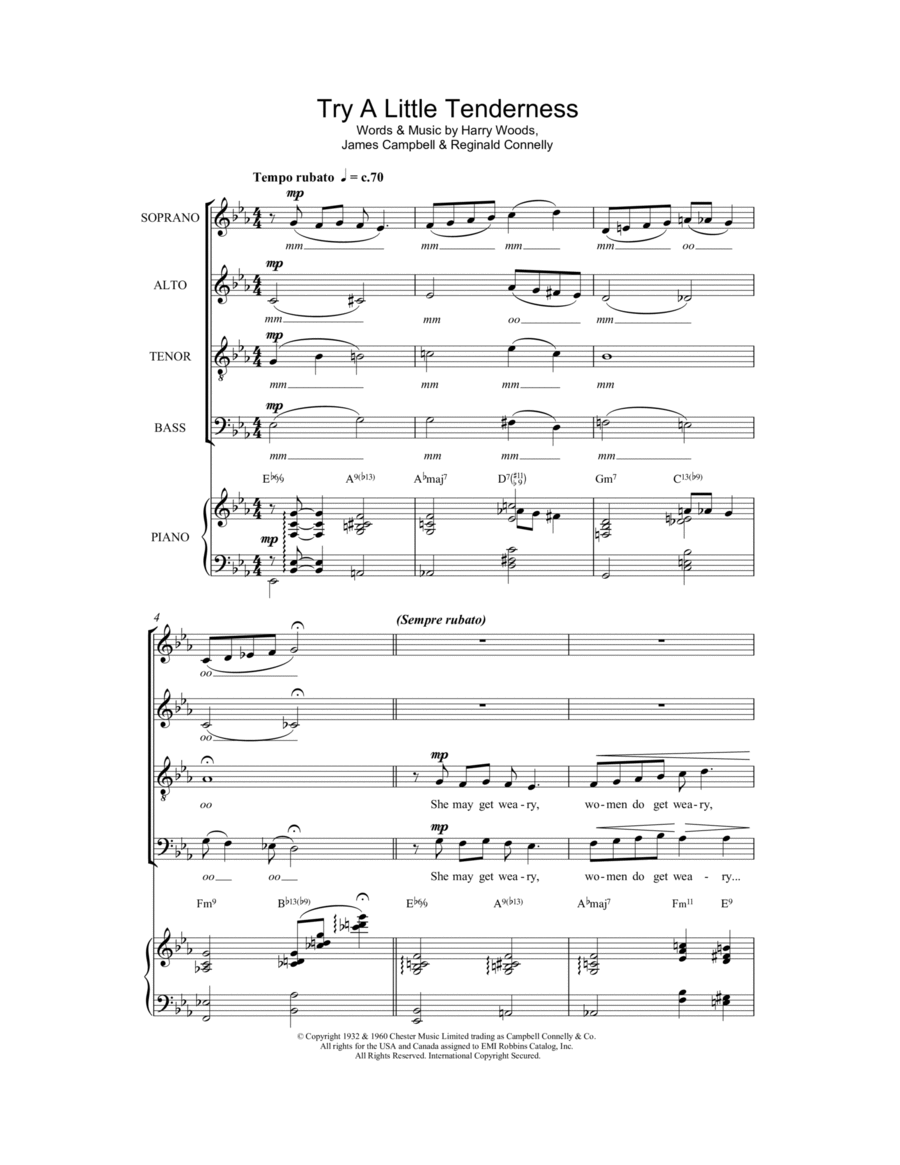 Try A Little Tenderness Choir scores gallery preview page 1