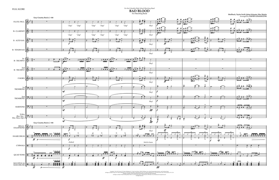 Bad Blood Marching Band scores gallery preview page 1