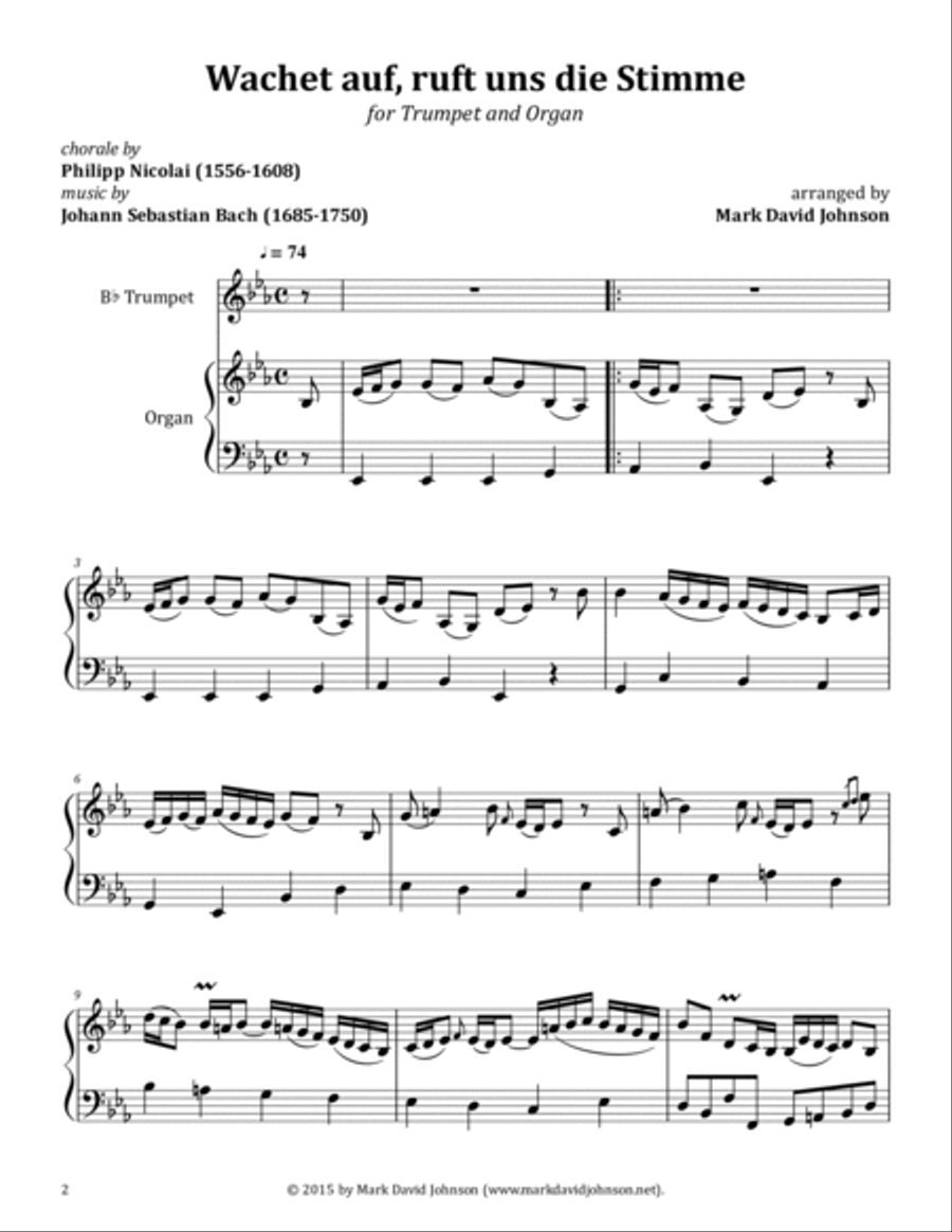 Wachet auf, ruft uns die Stimme Trumpet Duet scores gallery preview page 2