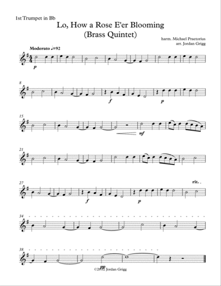 Lo, How a Rose E'er Blooming (Brass Quintet) Lo, How a Rose E'er Blooming (Brass Quintet) Brass Quintet scores gallery preview page 5