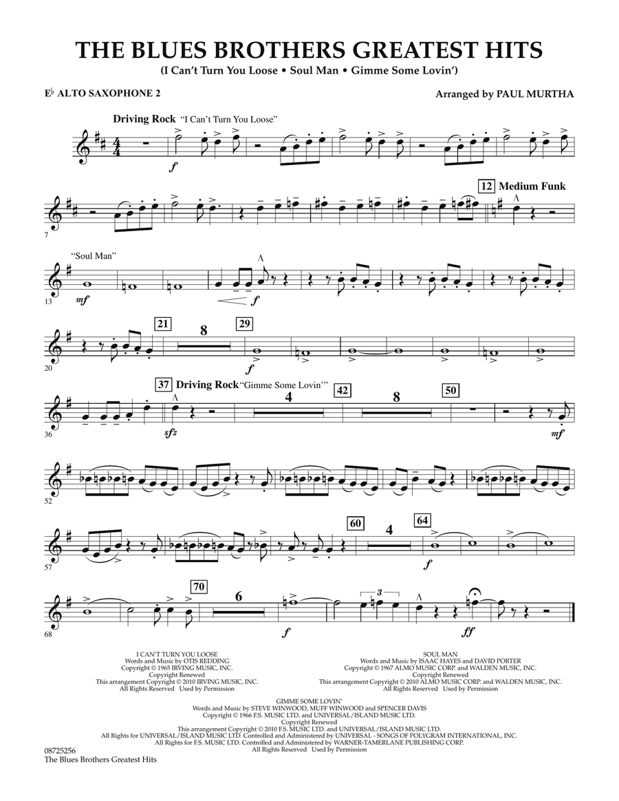 The Blues Brothers Greatest Hits - Eb Alto Saxophone 2 Concert Band scores gallery preview page 1