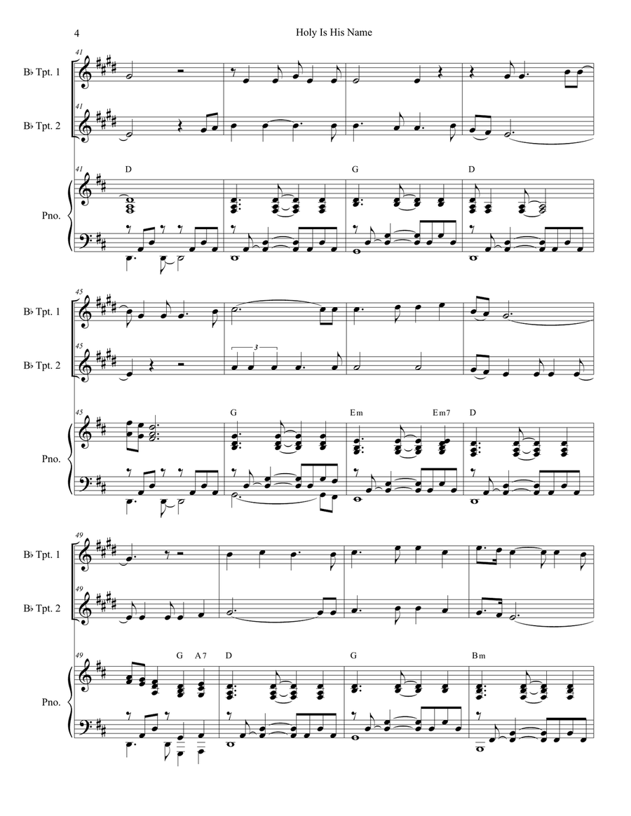 Holy Is His Name Trumpet Duet scores gallery preview page 4