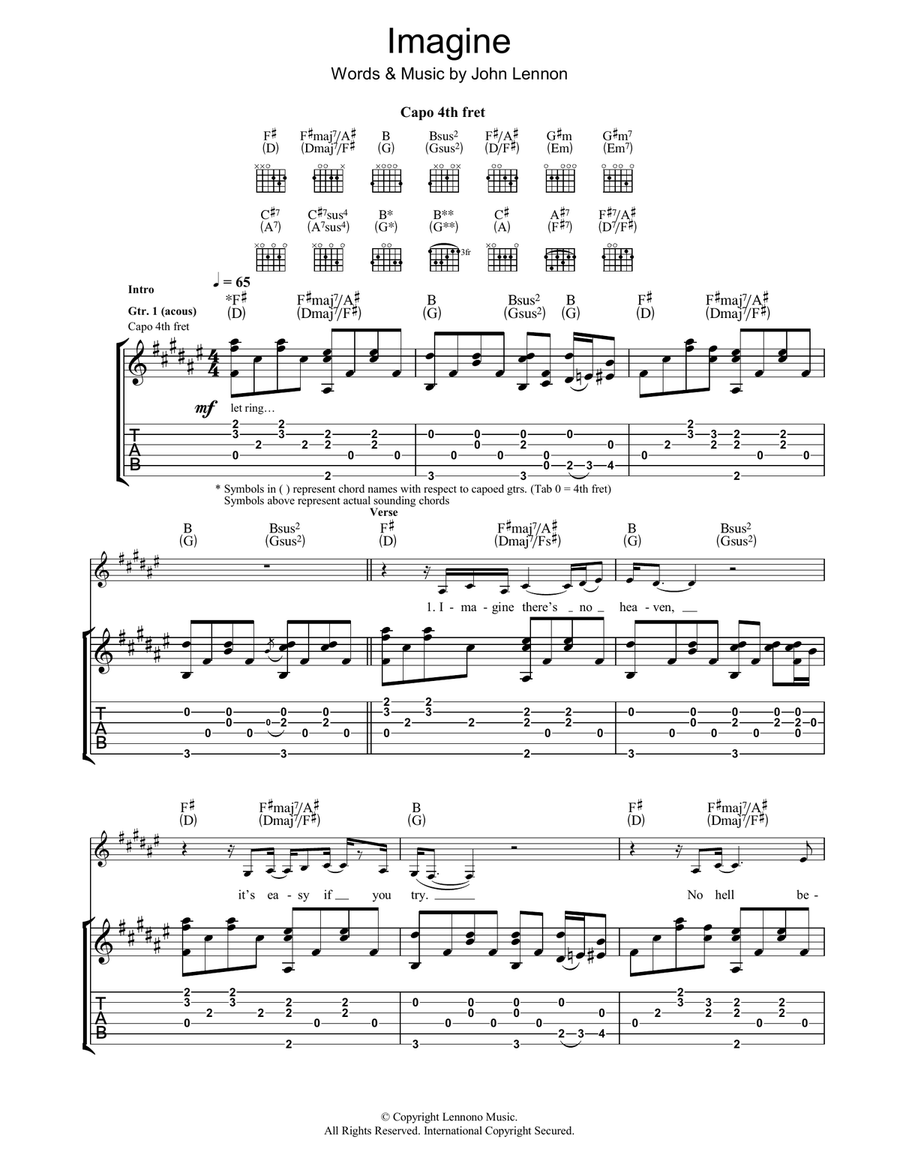 Imagine Acoustic Guitar scores gallery preview page 1