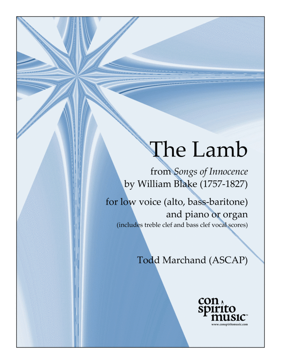 The Lamb (William Blake) — low voice (alto / bass-baritone), keyboard accompaniment Alto Voice scores gallery preview page 1