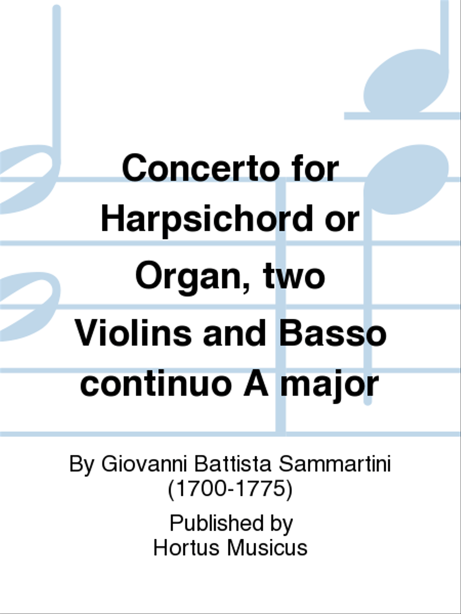 Concerto for Harpsichord or Organ, two Violins and Basso continuo A major Violin scores gallery preview page 1