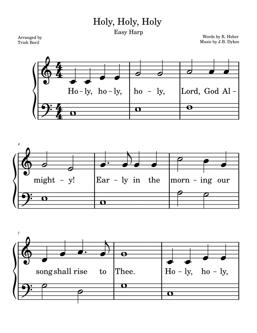 Holy, Holy, Holy | Hymn for Harps | EASY HARP | LARGE PRINT image number null